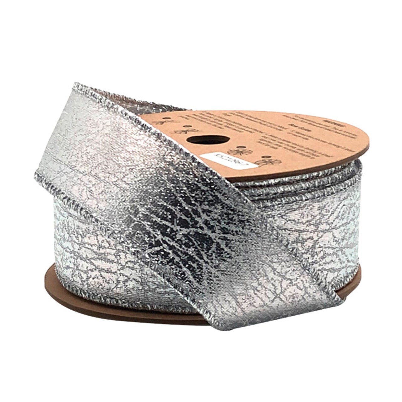 LaRibbons 1 1/2" Wired Ribbon | "Faux Leather" Silver | 10 Yard Roll